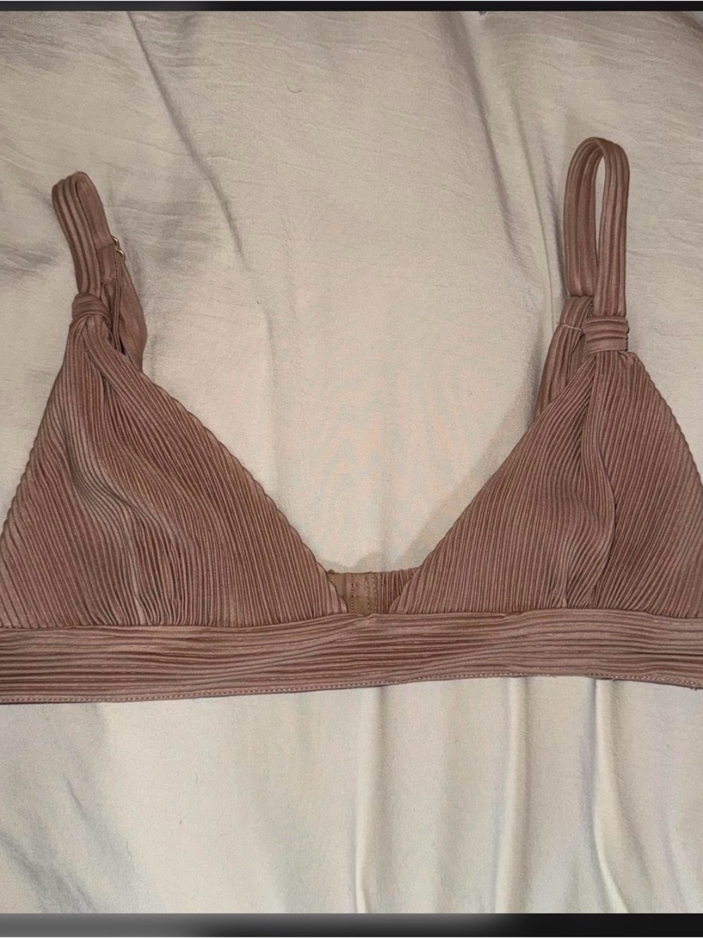 JLUXLABEL Ribbed Triangle Bralette in Dusty Rose